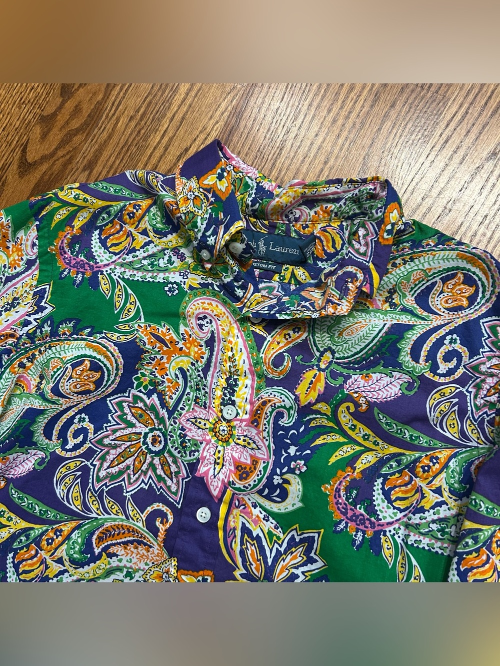 Vintage Ralph Lauren Mens Custom Fit Paisley Button Down Shirt Sz Medium Floral